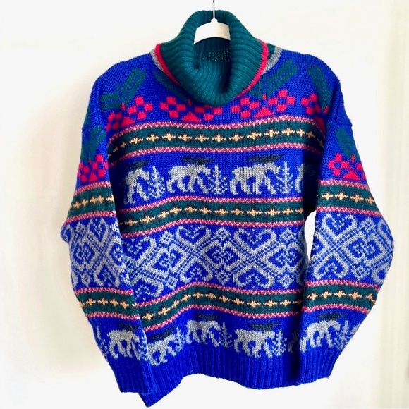 Eddie Bauer Sweaters - Vintage Eddie Bauer Wool Moose Knit Sweater